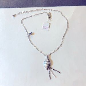 Lia Sophia Silver Tone Necklace Charm Bead Teardrop Asymmetrical 16”-19” NWT